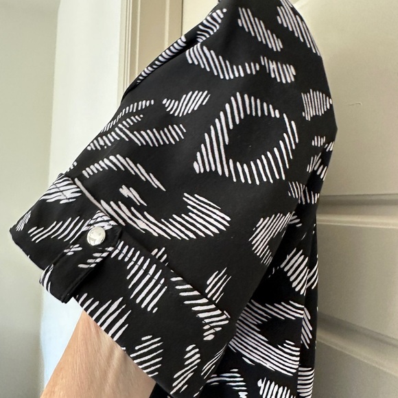 Chicos Sheath Dress pockets black white psychedelic animal print size .5 or sz 6 - Picture 9 of 11